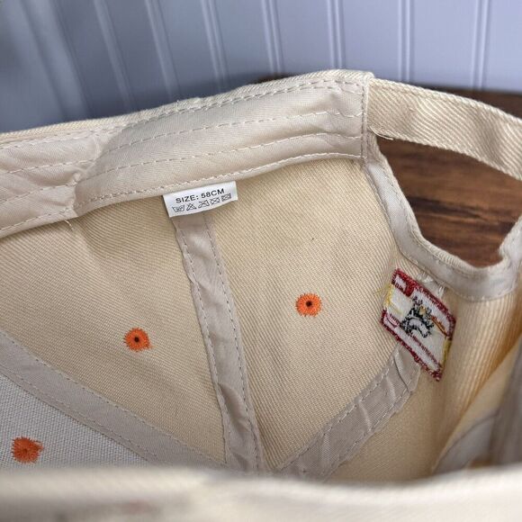 MADRID Bull Spain Flag Embroidered Orange Beige Trucker Hat Adjustable Sz 7 - Picture 10 of 10